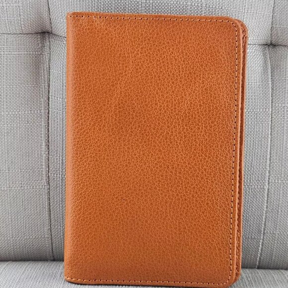 Genuine Leather Passport Holder Handmade Wallet Bifold Mustard Yellow Cardholder - Picture 6 of 12